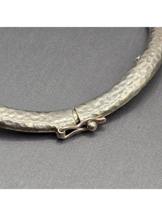 VTG Hammered Sterling Silver Bangle Bracelet Wavy Puffy Organic Statement 7.5" - Picture 5 of 10